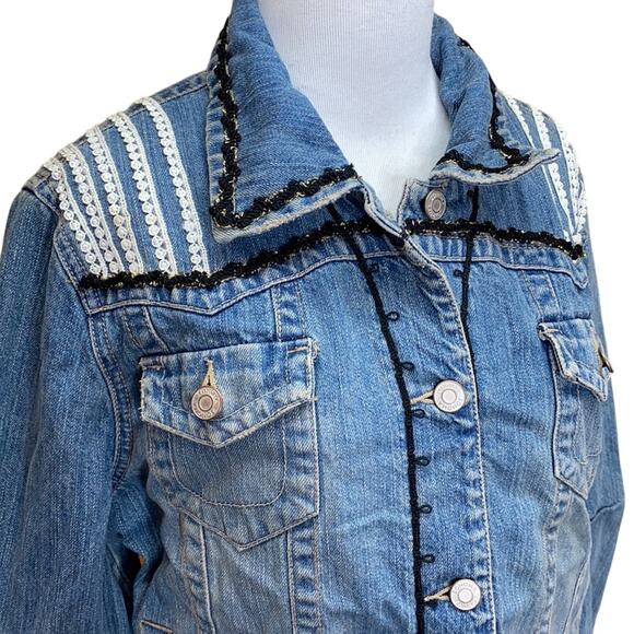 Sonoma Upcycled Lace Up Back Craft Jean Jacket - Picture 4 of 16